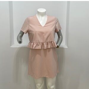 ASOS Blush Pink V-Neck Mini Dress with Waist Ruffle NWOT